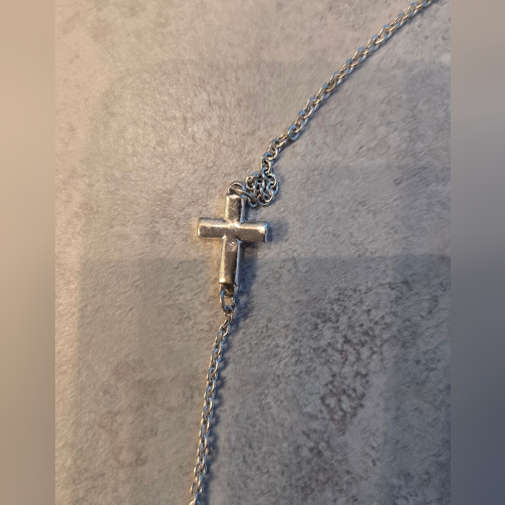 Beautiful Silver Bracelet With Cross Detail. Clasp Closure.